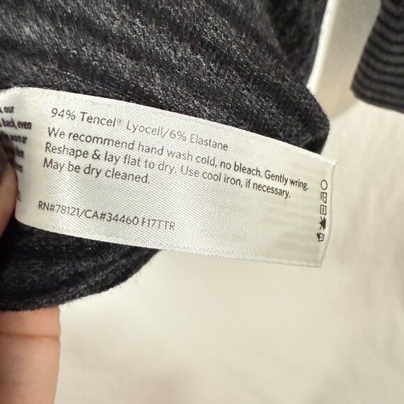 Eileen Fisher Gray and Black Stripe Tunic Top Size M - Picture 3 of 6